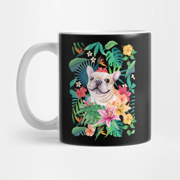 Tropical Cream White Frenchie French Bulldog 3 by LulululuPainting